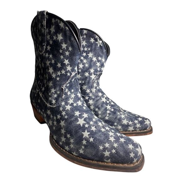 Star-Patterned Blue Ankle Boots - Picture 5 of 15